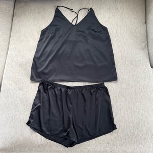 Stars Above - Satin Pajama Short and Cami Sleep Set in Black